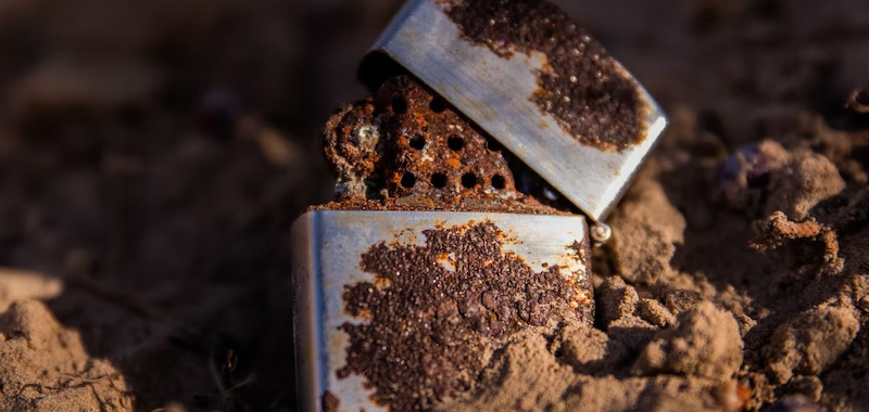 Altes Zippo im Sand